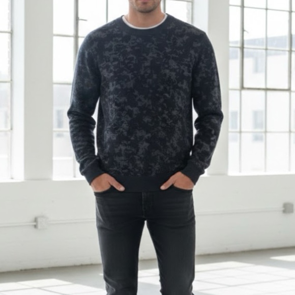 Ted Baker London Wool Gray Blue Knit Pullover Sweater Large